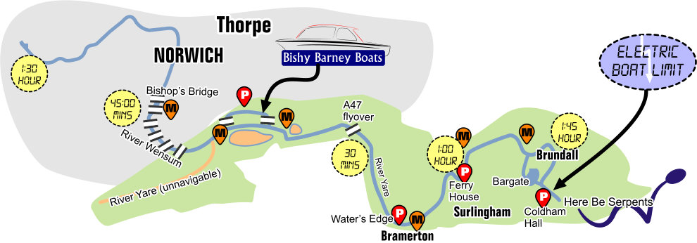 Norfolk Broads Day Boat Map