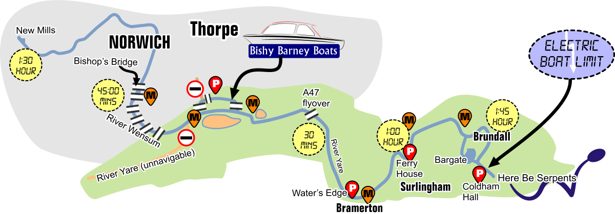 Norfolk Broads Day Boat Map